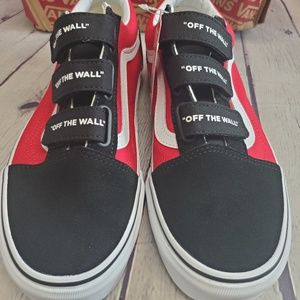 Vans Old Skool V Unisex Strapped Red/Black/White Shoe - Women's 9.5 / Men's 8